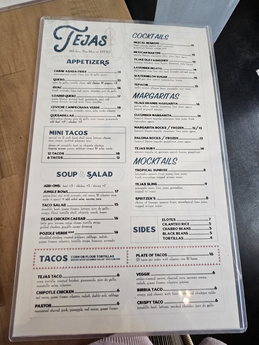 Menu - Tejas photo 1